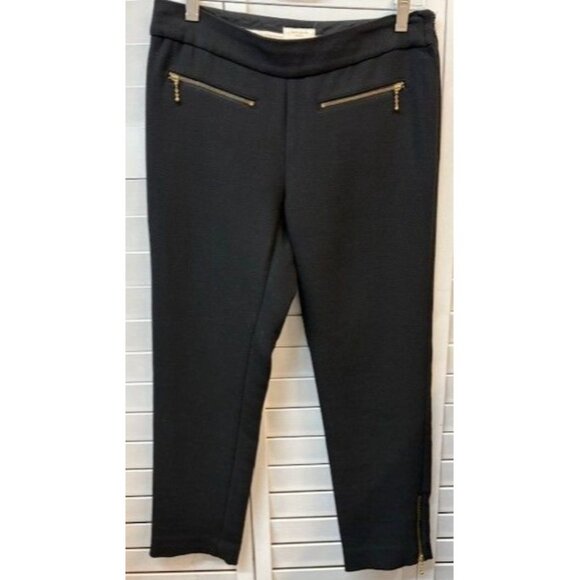 Kate Spade Black Slim-Fit Trousers With Gold Zippers Women's Size 2 - Picture 1 of 3